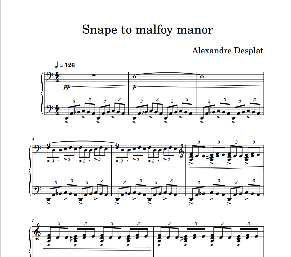 Theme Harry Potter - Snape to malfoy manor for piano